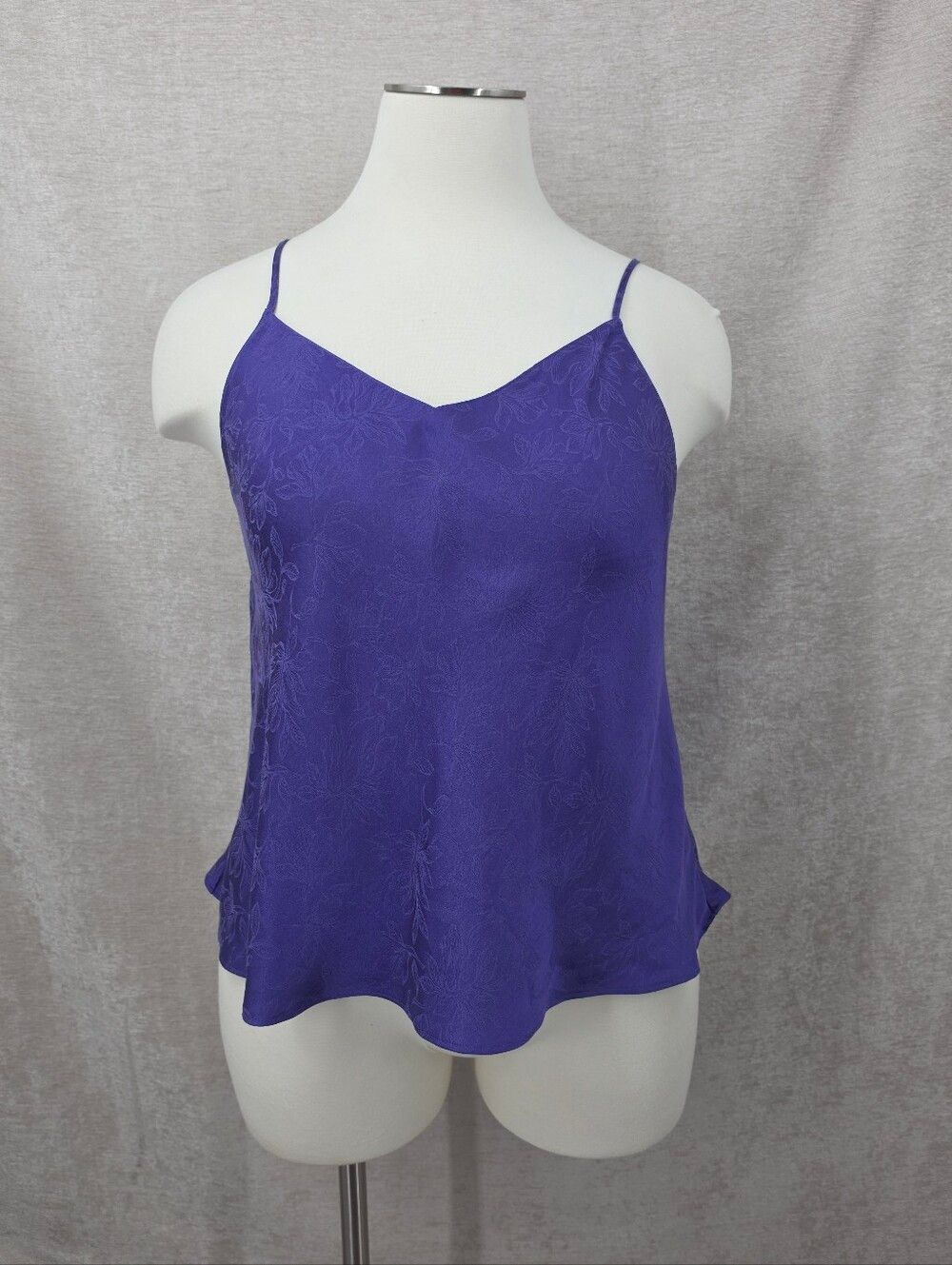 Victoria's Secret Purple Satin Jacquard Spaghetti Strap VNeck Cami Open Back Top